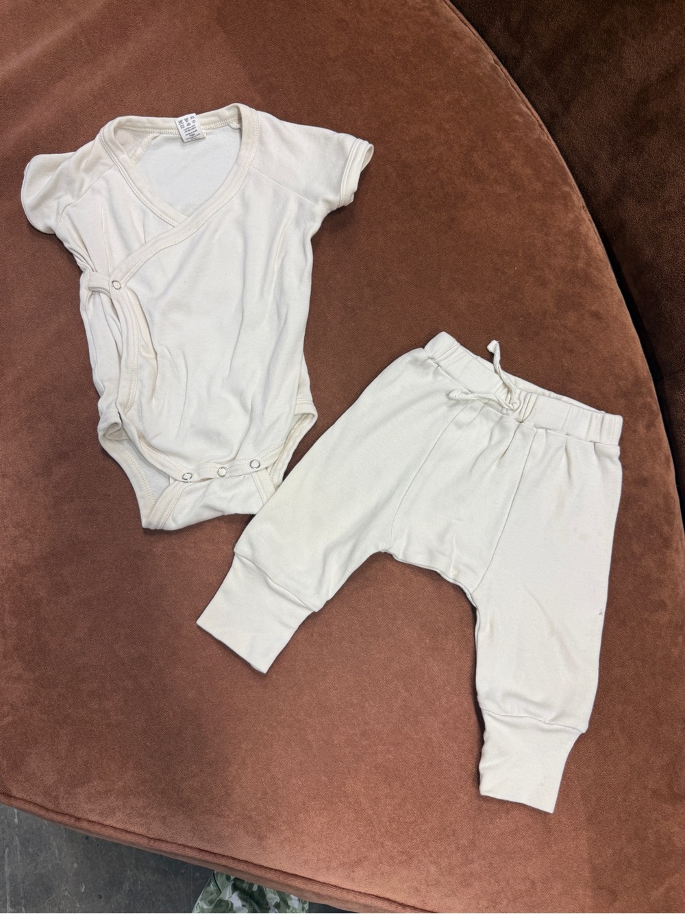 Organic Ivory Baby Kimono Bodysuit & panda Pants Set